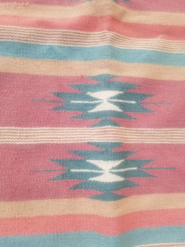 Fine Vintage Traditional Hand Made Oriental Wool Pink Kilim 186x120cm gallery