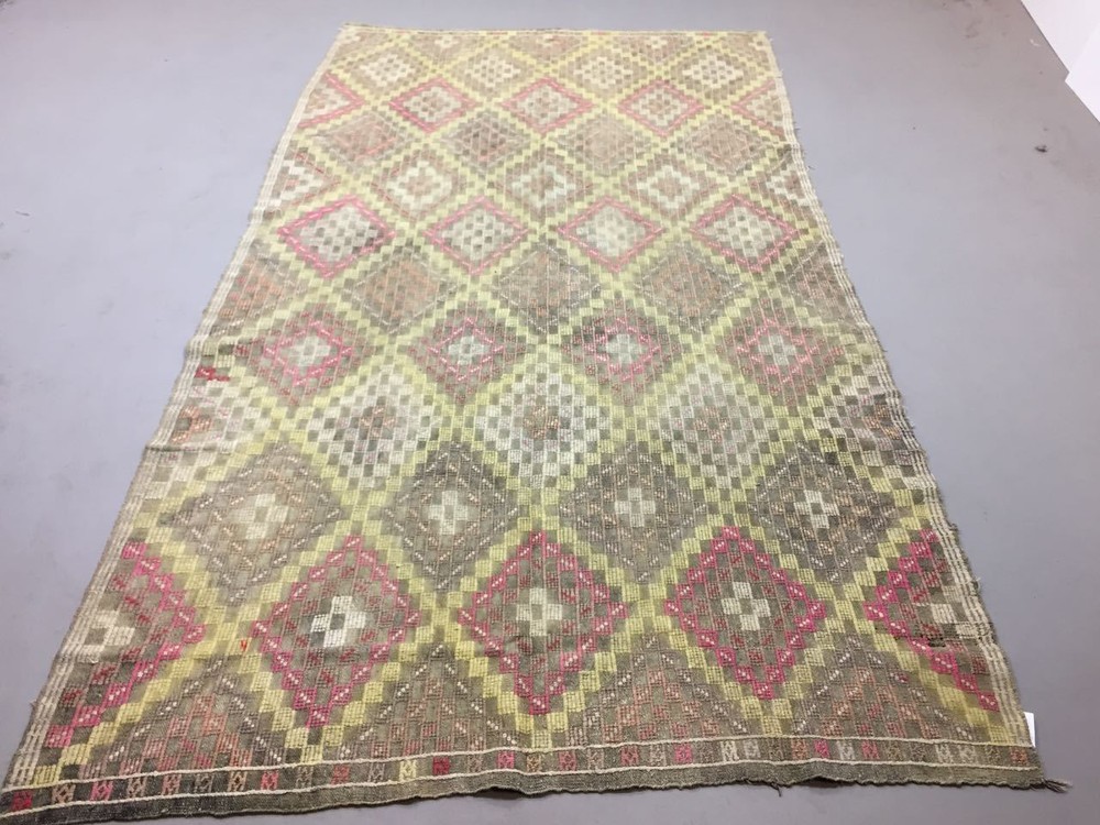 Antique Turkish Moroccan Kilim Rug shabby vintage old Kelim 288x162 cm Large