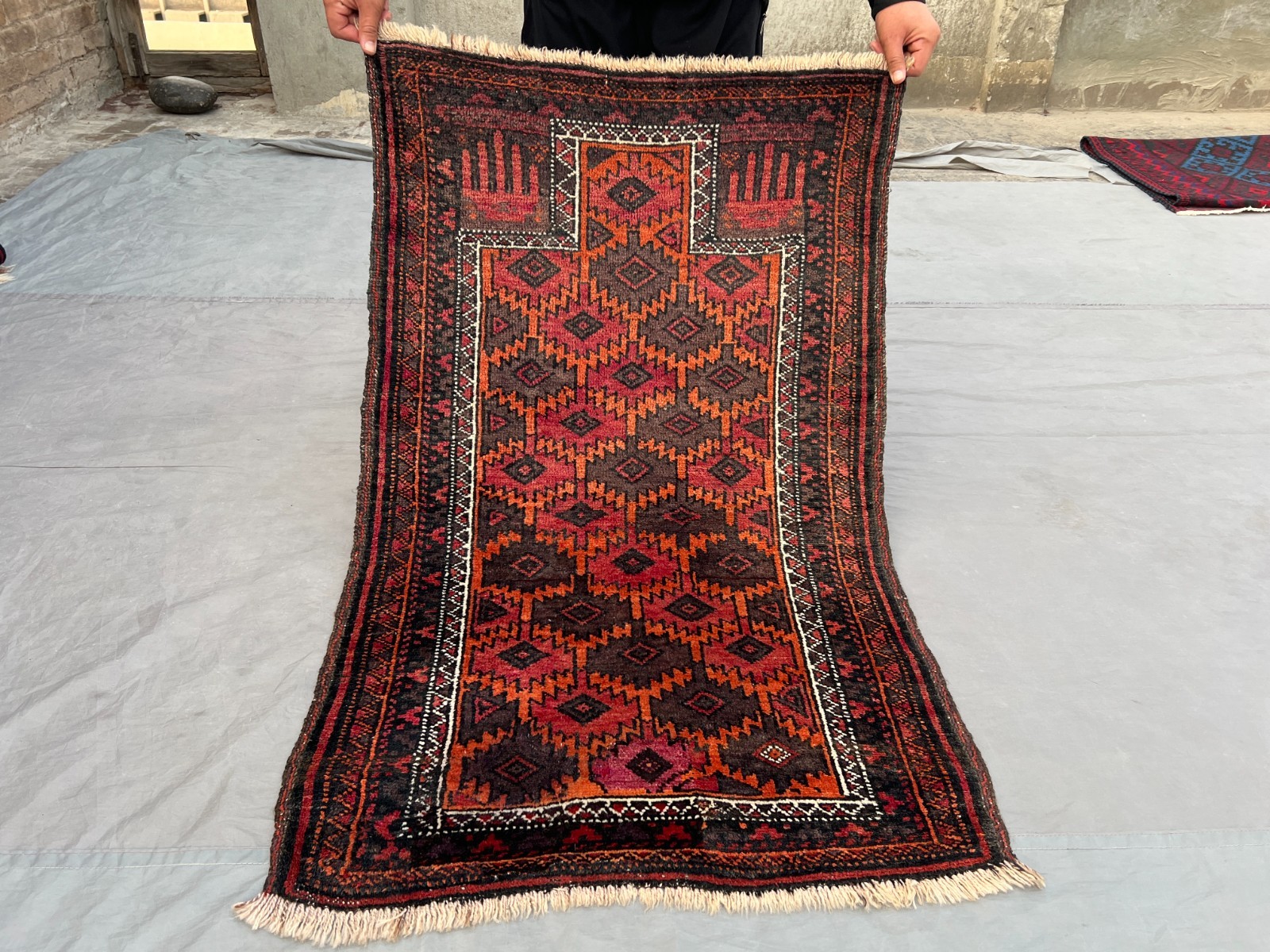 Vintage Afghan Tribal Rug 2'6 x 4'1 ft Hand Knotted Wool Rare Accent Rug gallery