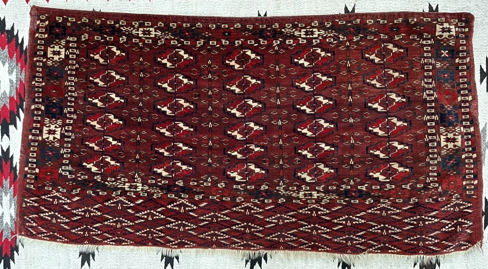 Turkomen Antique Tekke Ensi Rug 19th C. Collector's Item Turkmen 3x4’ RARE gallery