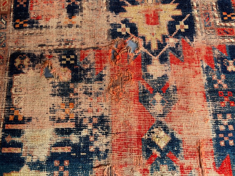 Antique Turkish Rug Hand Knotted Distressed low pile Wool Tribal Boho 3.5x5.2 FT gallery