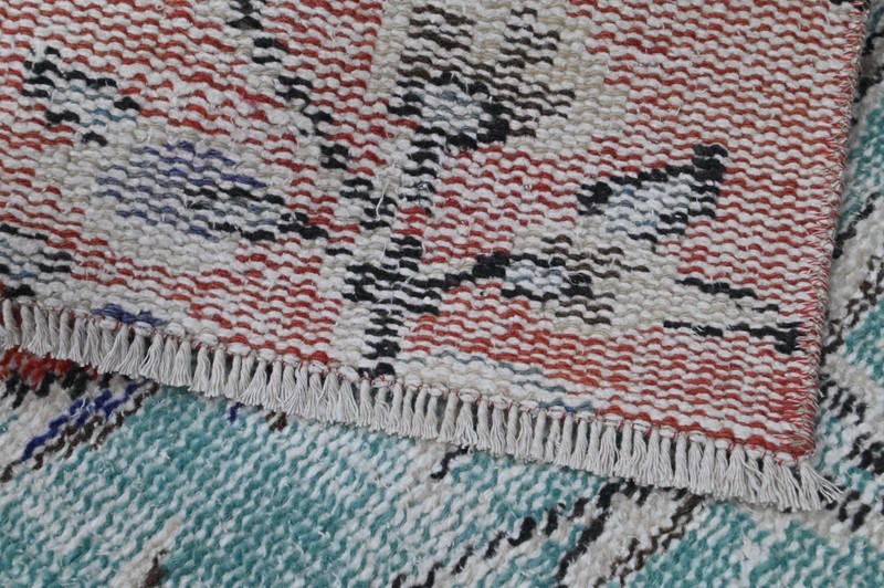 Oushak Turkish Doormat Rug 1x2 RED Anatolian Handmade Vintage Small Kilim Rug gallery