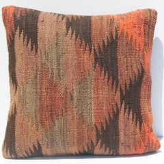 16″x16″ Handmade Kurdish Kilim Pillow Cover – Rustic Tribal Design