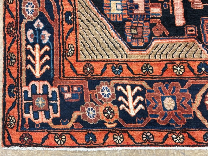 Vintage Handknotted Navy Blue Tribal Nahavand Wool Oriental Area Runner Rug 5x10 gallery