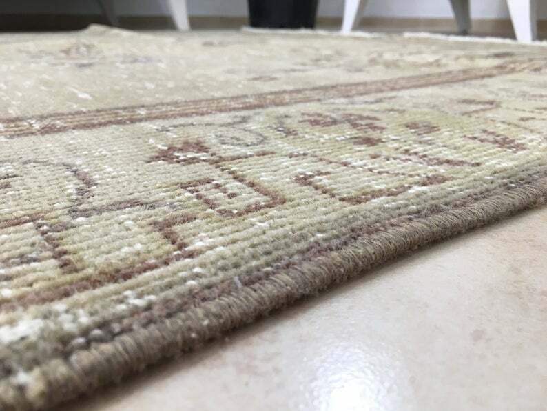 Faded Antique Persian Bohemian Oushak Area Rug Handknotted 5.7x8.7ft, 174x265cm gallery