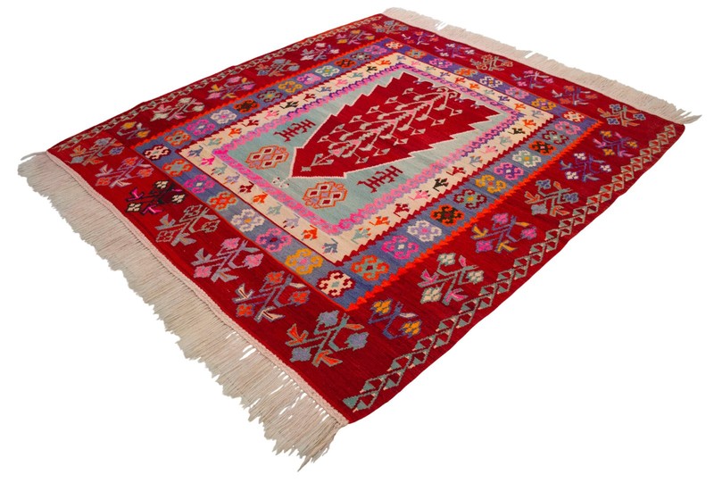 Antique Rug, Turkish Kilim Rug, Handmade Rug, Christmas Tree of Life Rug, 6 x 6 gallery