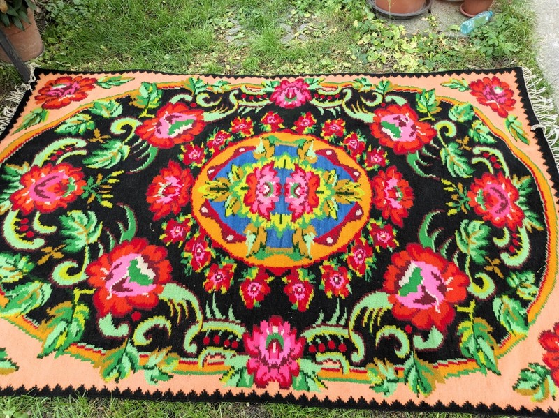 Masterpiece Romanian Hand Spun Wool Flat-Woven Kilim rug carpet 5.18 x 8 ft gallery