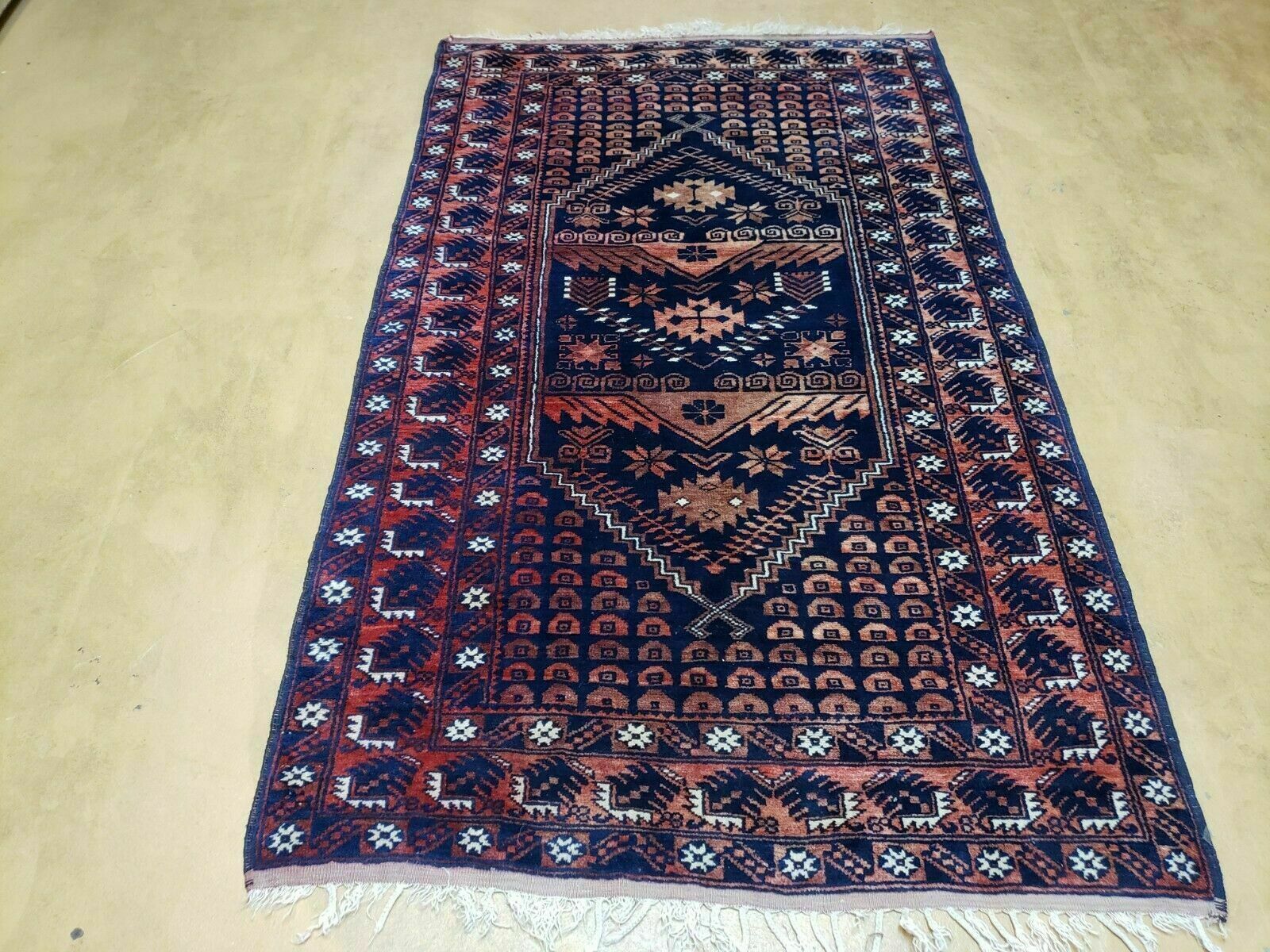 3' 4" X 5' 6" Vintage Handmade Pakistan Balouchi Balouch Tribal Wool Rug Nice gallery