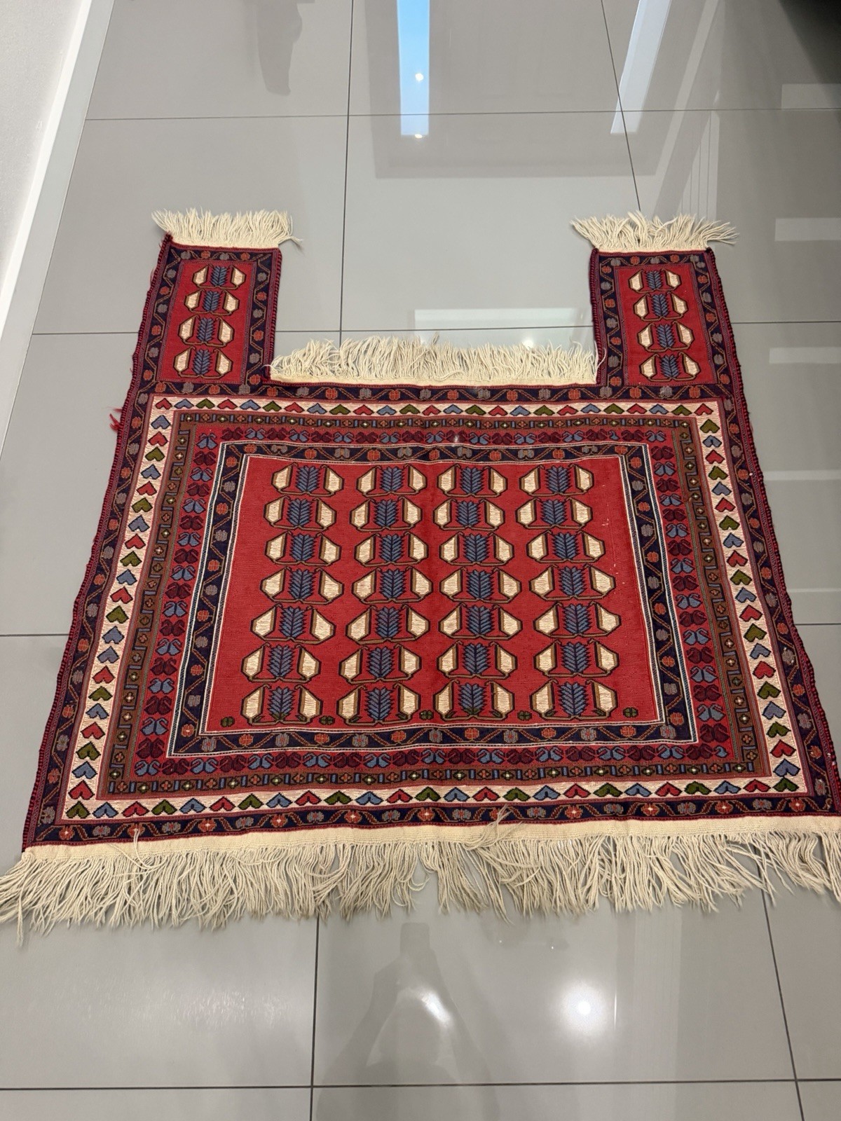 Antique Tribal Turkman Rug Saddle Bag Wool Camel Textile Weaving Blanket 46x45 gallery