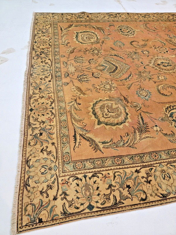 Antique Oriental Hand-Knotted Wool Area Rug Terracotta/Beige 9'8" x 13'5" gallery