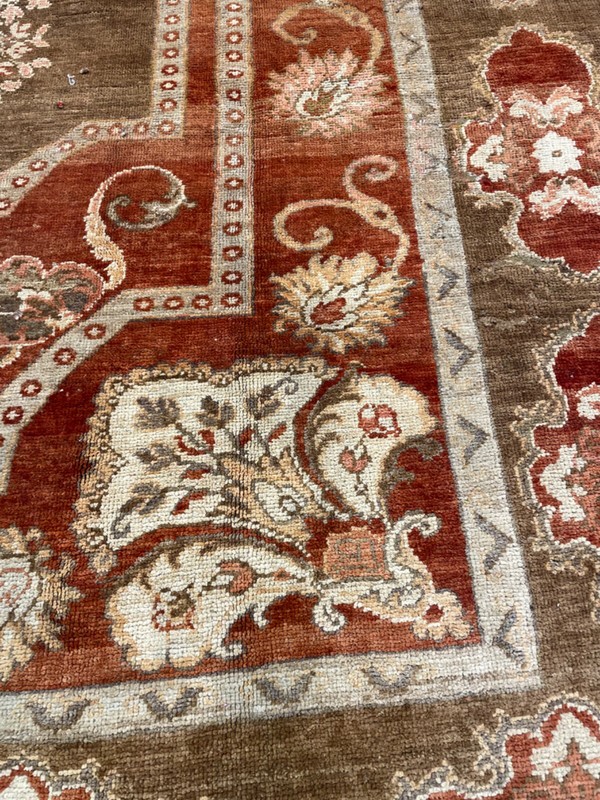Antique Oriental Hand-Knotted Wool Area Rug Turkish Oushak Red/Ivory 8'5" x 11'7 gallery