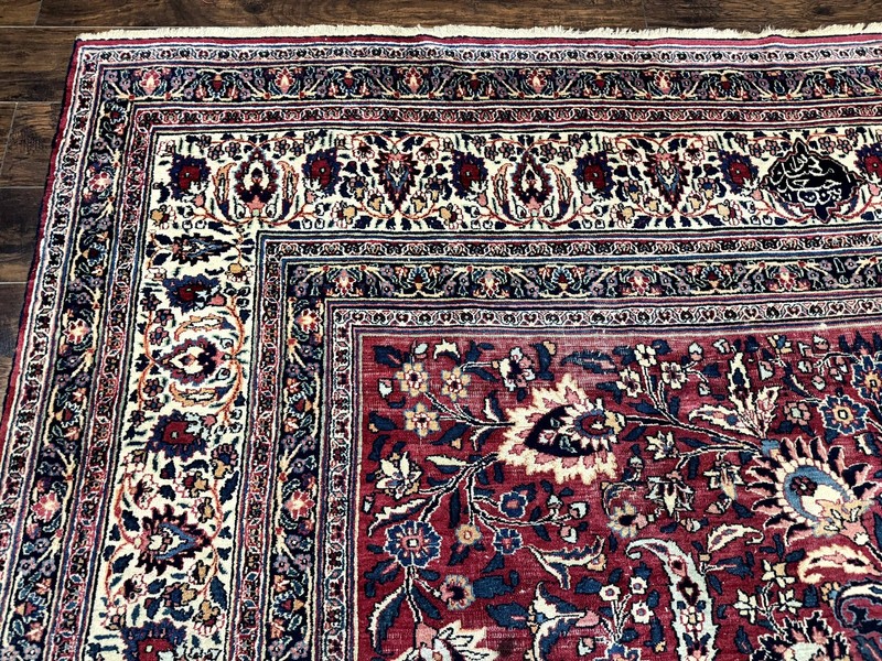 Antique Per'sian Rug 10x12 Red Ivory Traditional Carpet Allover Pattern gallery