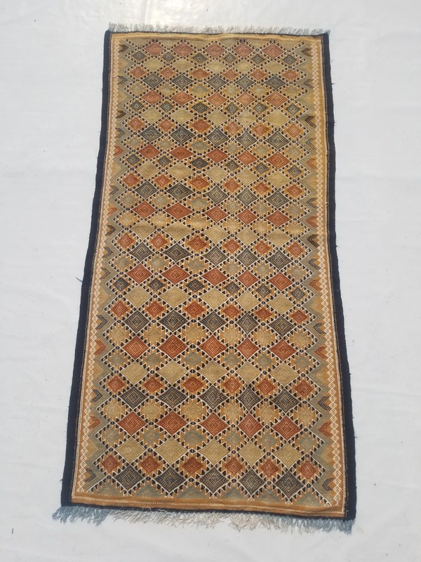 Vintage Traditional Handmade Turkish Anatolian Wool Multi Kilim Rug 6.8x3.4ft gallery