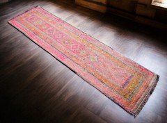 3×10 ft Runner Turkish Oushak Rug HandMade PINK Hallway Rug actual 2.8×10.2 ft