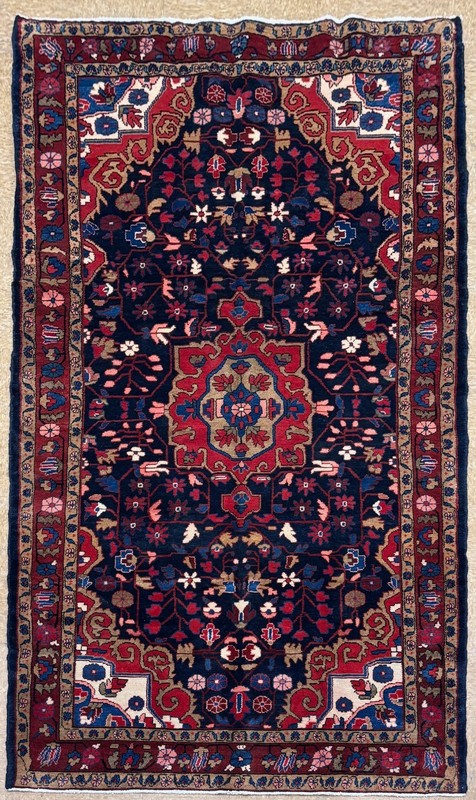 Hand Knotted Hamedan Wool Tribal Hall Runner Rug 5x10 Oriental Carpet Navy Red gallery