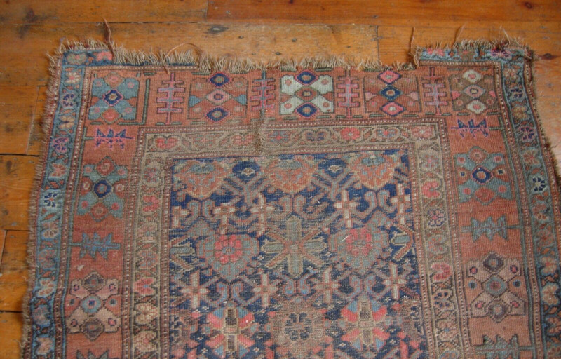 Antique Victorian oriental carpet runner for restoration or craft 295 x 108 cms gallery