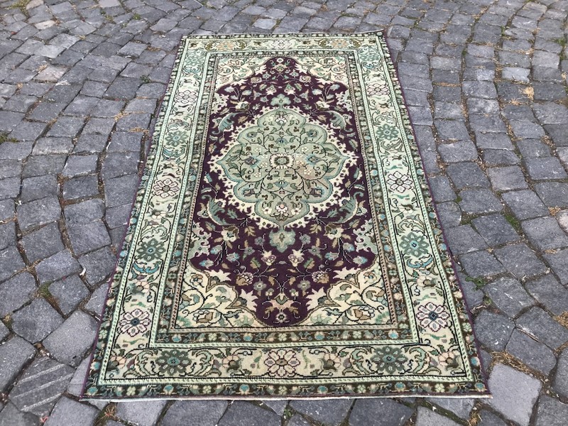 Turkish Antique rug Bohemian Area rug Oushak rug Vintage Rug Handmade Wool rug gallery
