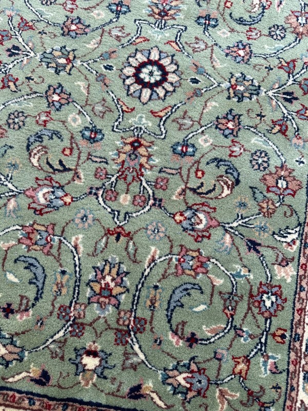 Top Quality Vintage Mint Green Oriental Handmade Runner, Floral Design, 3'x13' gallery
