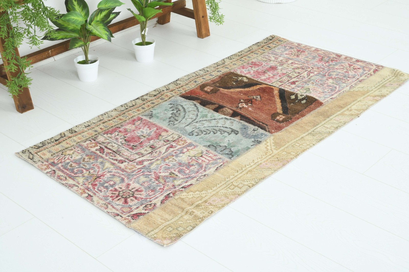 Small Turkish Runner Rug 2x5 Hand-Knotted Vintage Oushak Oriental Rug Carpet,723 gallery