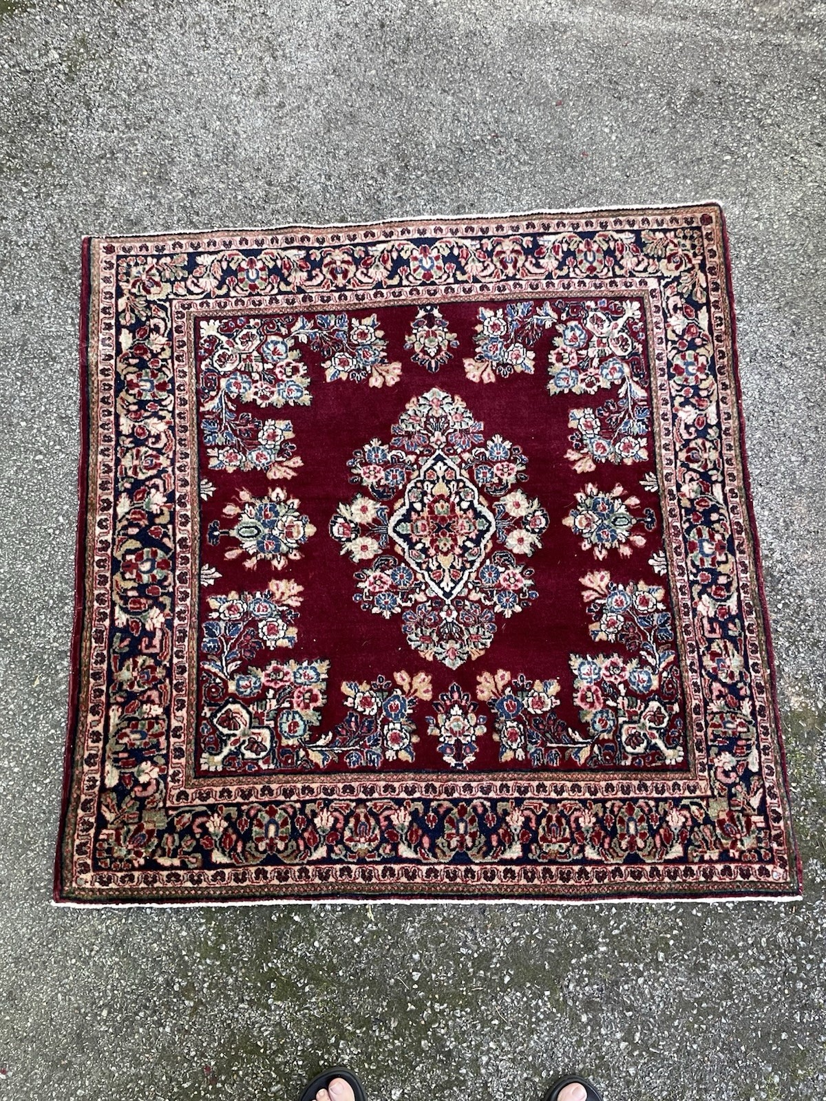 Beautiful 1920s Antique Oriental Rug 4x4’ SQUARE Ferahan Lilihan Tribal Sa Ruk gallery