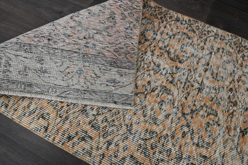 Vintage Turkish Runner Rug 2x9ft Wool Anatolian Handmade Hallway Oushak ORANGE gallery