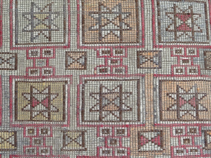 Star Motifs Pale Colors Home Decor Carpet, Vintage Turkish Nomads Rug 63"X105" gallery
