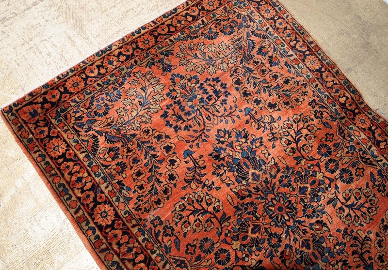 Handmade Oriental Rug 97x161cm Red Floral Wool 1920s Vintage gallery