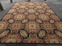 Vintage Hand Made French Design Wool Black Orange Original Aubusson 441x310cm