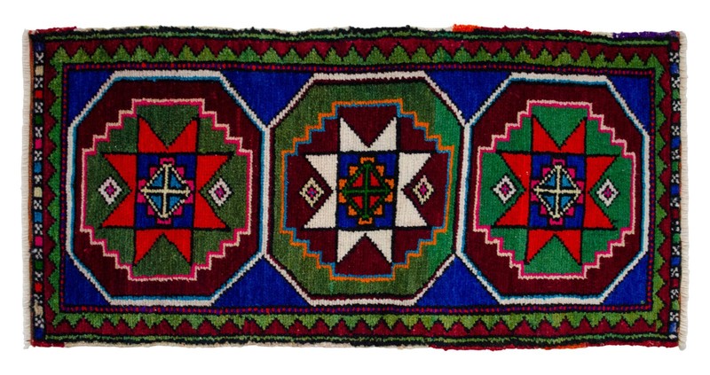 Door mat, Vintage Turkish Rug, Handmade Rug, Kitchen Rug, Small Rug 1x3 ft aproX gallery