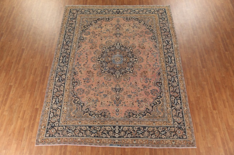 Vintage Living Room Area Rug 10x13 Pink Wool Hand-knotted Medallion Carpet gallery