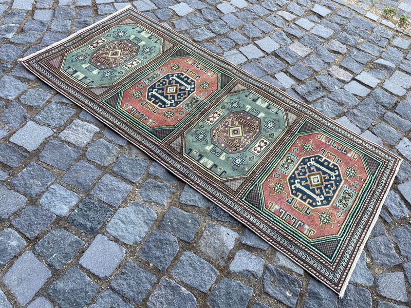 Turkish Vintage Rug Handmade Wool Rug Bohemian Runner Rug Home Rug2,0 x 4,7 ft gallery