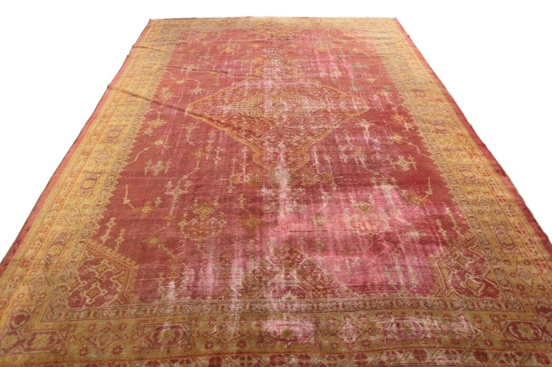 10x12 Rare Antique Turkish Oushak Rug "Shabby Chic" 300cm x 345cm c.1870 gallery