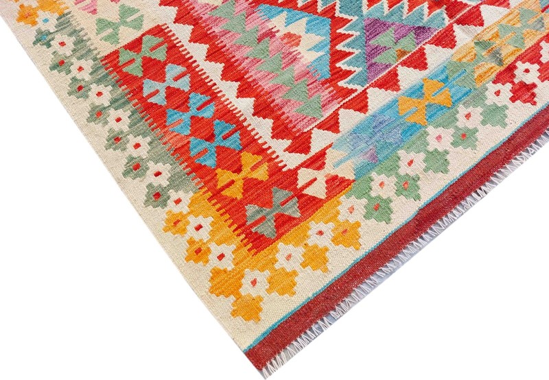 Tash Vintage Kilim Traditional Hand Made Oriental Wool Large Kilim 197x151 cm gallery