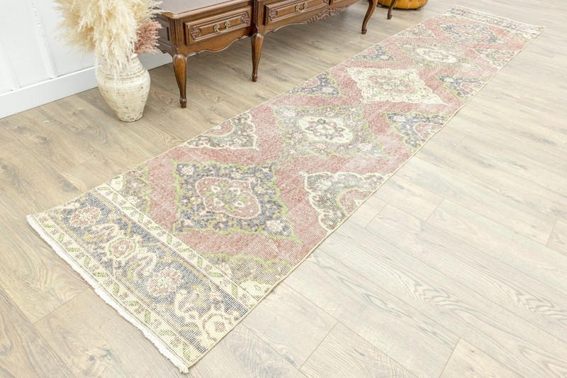 Vintage Turkish Oushak Runner – Organic Wool – Muted Coral Tones – 2'8" x 12'10" gallery