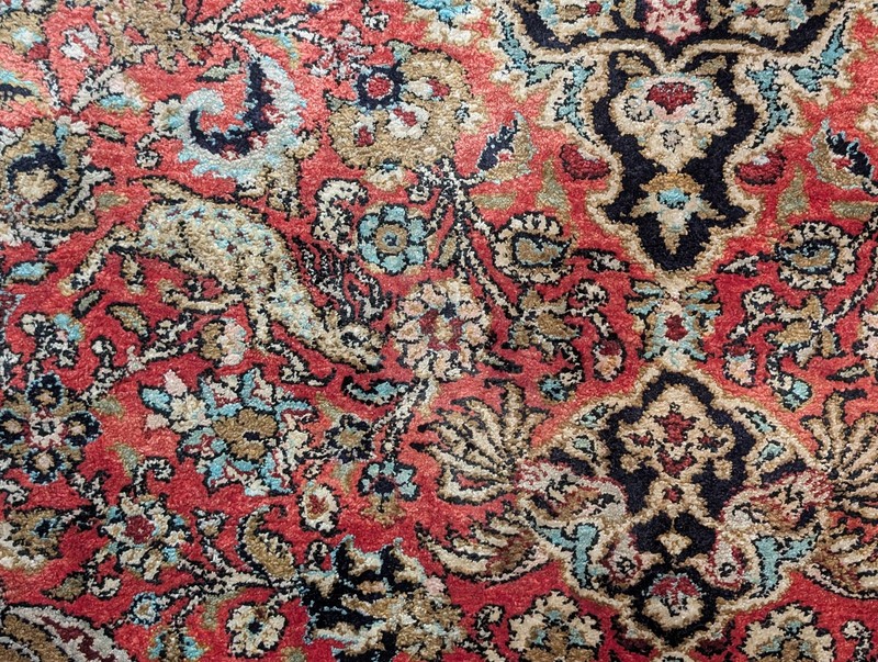 Silk Per'sian Q'um Rug 3.9 x 5.6, Animal Pictorials, Fine 380 KPSI gallery