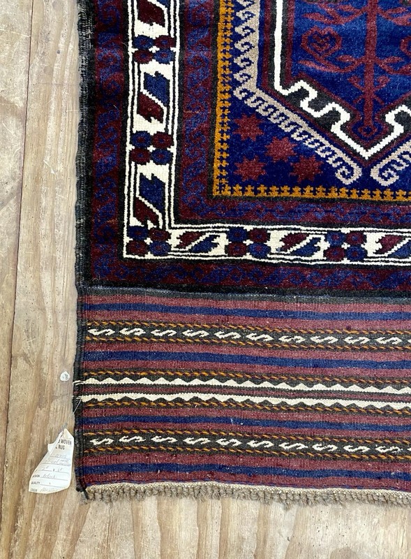 Vintage Bal uch Hand knotted Rug With Flat Weave Kilim Ends gallery
