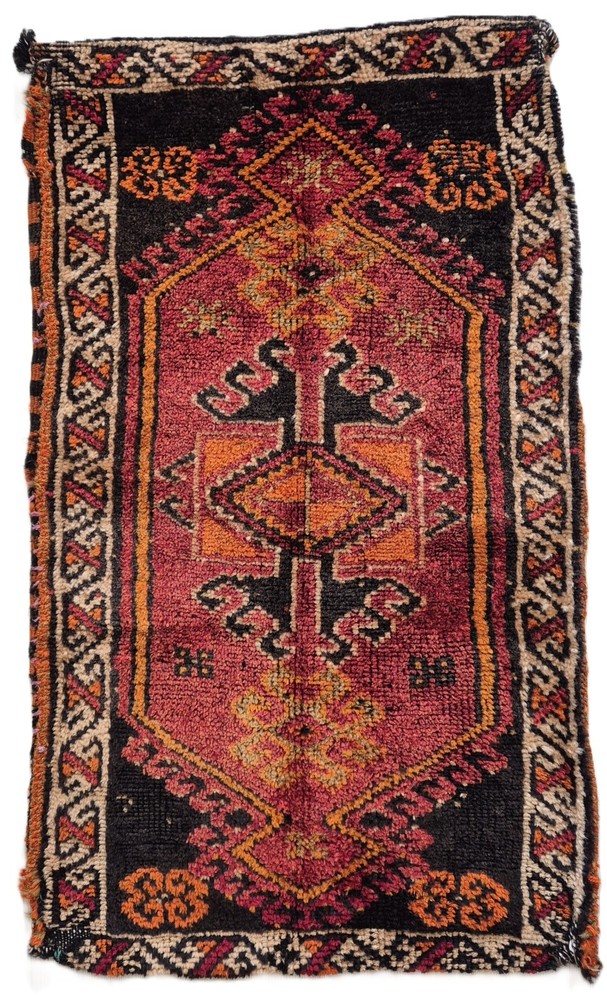 Antique Rug Pillow, Hand Woven Small Carpet, Kurdish Rug, Wool, Handmade, Tribal