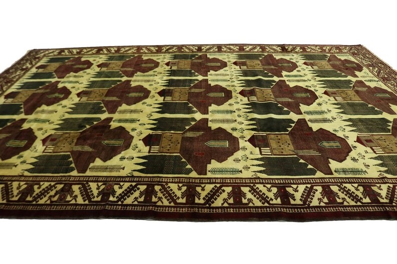 Rare Pictorial Afghan Design Tribal Rug Oriental Home Decor Carpet 9X13 ft gallery