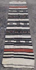 Vintage Handmade African Fulani Striped Wool Kilim Runner Rug 223×64 cm