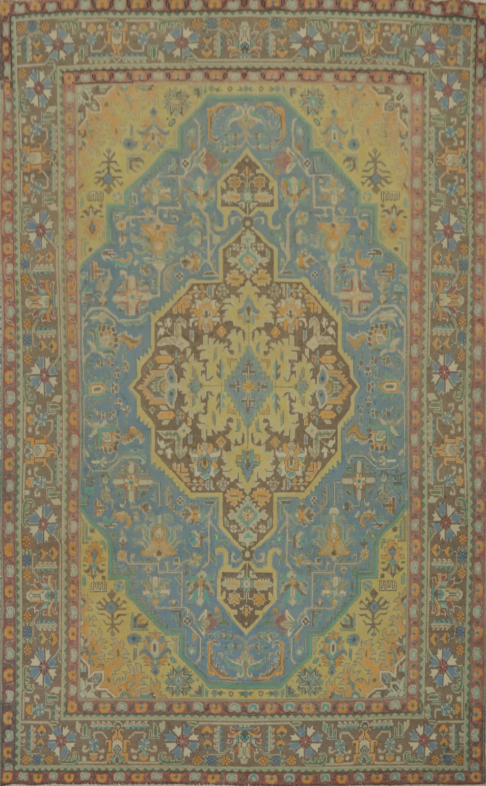 Distressed Blue Traditional Area Rug 6x10 ft Hand-knotted Wool Vintage Carpet gallery