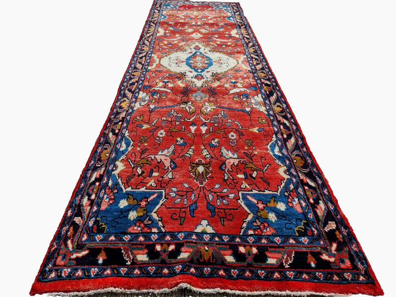 3'9"x12'8" ANTIQUE HAND KNOTTED CAUCASIAN MALAYER TRIBAL WOOL RUG RUNNER gallery