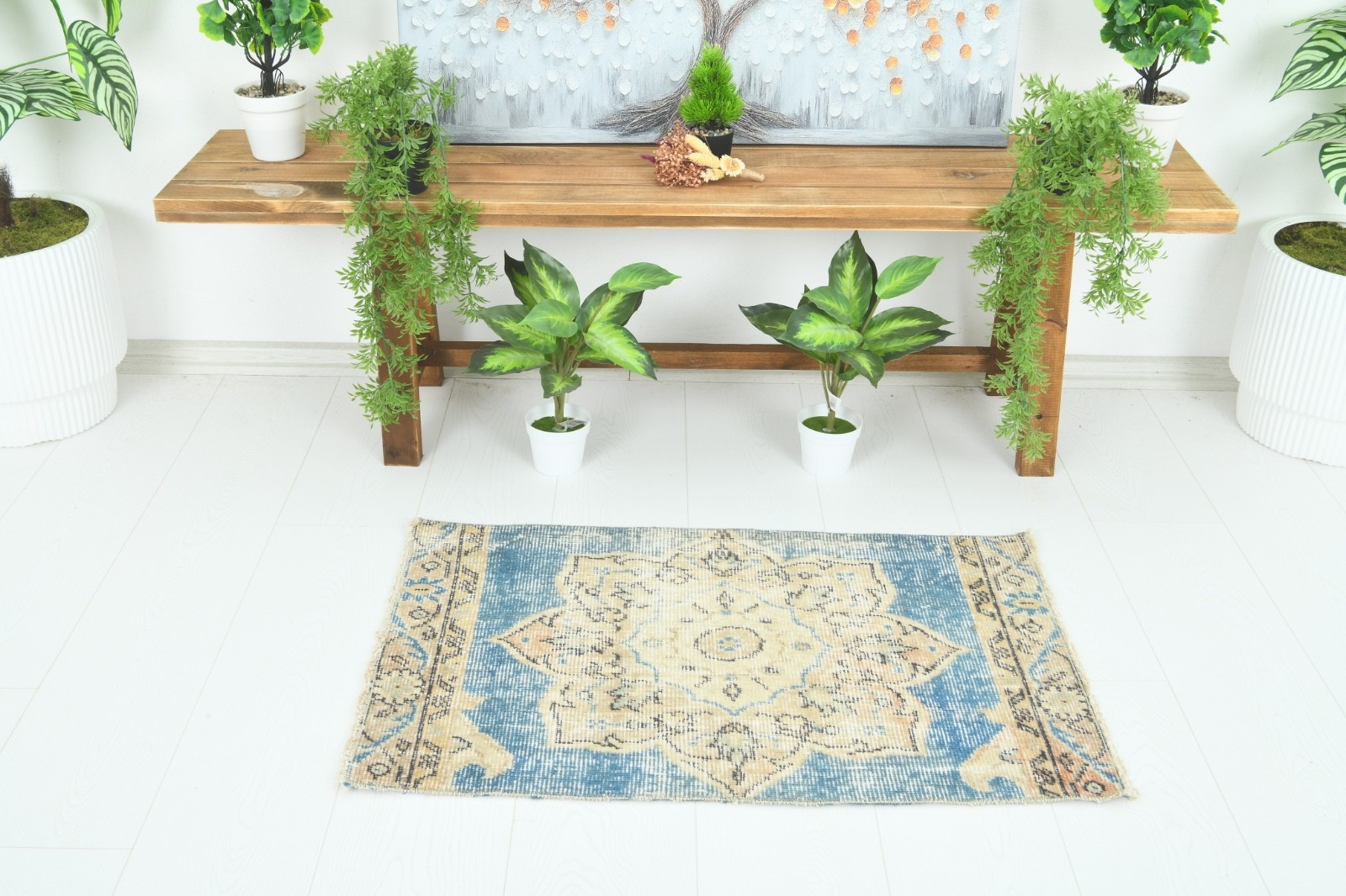 Turkish Door Mat Small Rug 2x3 Handmade Vintage Oushak Mini Rug Bath Carpet,917 gallery