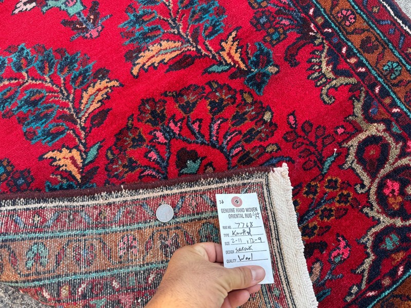 3x12 VINTAGE RUNNER RUG handwoven antique oriental handmade fine red blue 3x13 gallery