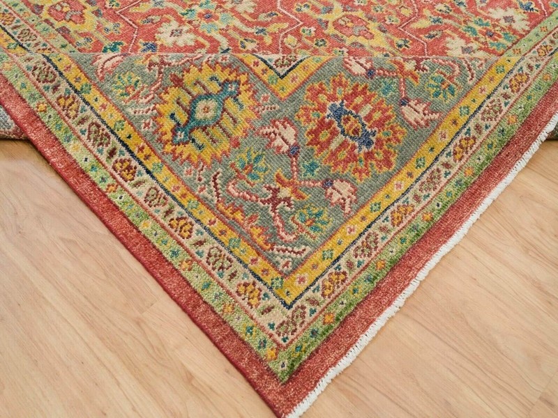 14'x16'5" Fire Brick Red, Sheared Low, 100% Wool, Hand Knotted, Antiqued Oushak gallery