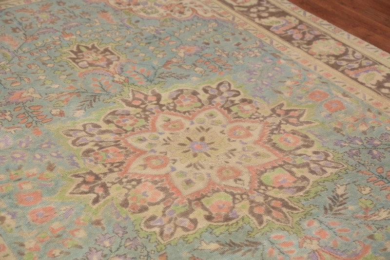 Vintage Blue Traditional Area Rug 7x10 Over-dyed Handmade Wool for Living Room gallery