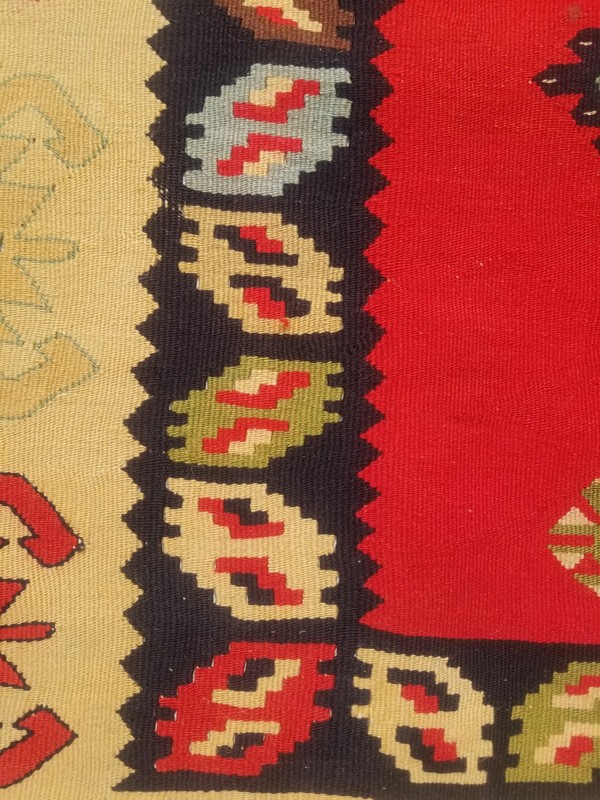 Vintage Traditional Handmade Turkish Wool Red Kilim 9.8x6.5ft gallery