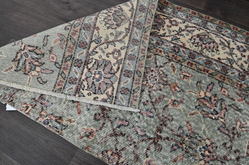 Vintage Turkish Runner Rug 2x8ft Wool Anatolian Handmade Hallway Oushak GRAY gallery