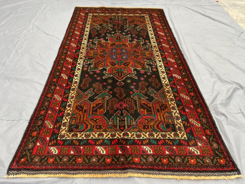 3'6x6'6 ft Vintage Afghan Tribal Hand Knotted Wool Area Rug gallery