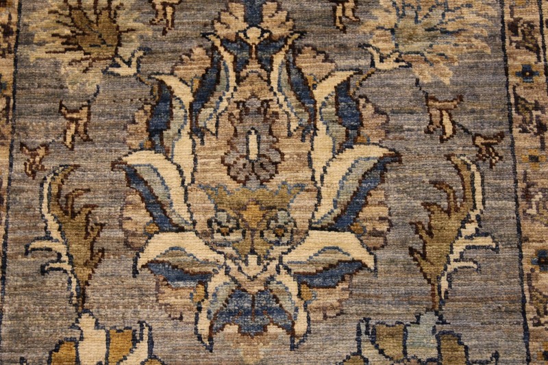 19 FT. Fine Quality Handmade Hall Runner gray, blue, green, beige, steal blue gallery
