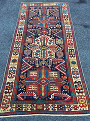 Antique Gorgeous Caucasian Shirvan Akstafa Rug 4x9ft ca 1850